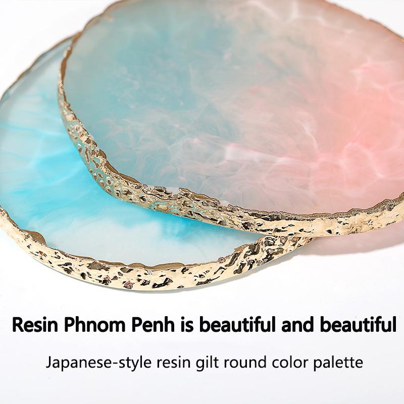 1pc Round/Square Painted Gel Polish Palette Natural Resin Onyx Display Board Holder Practice Nail Art DIY Tools