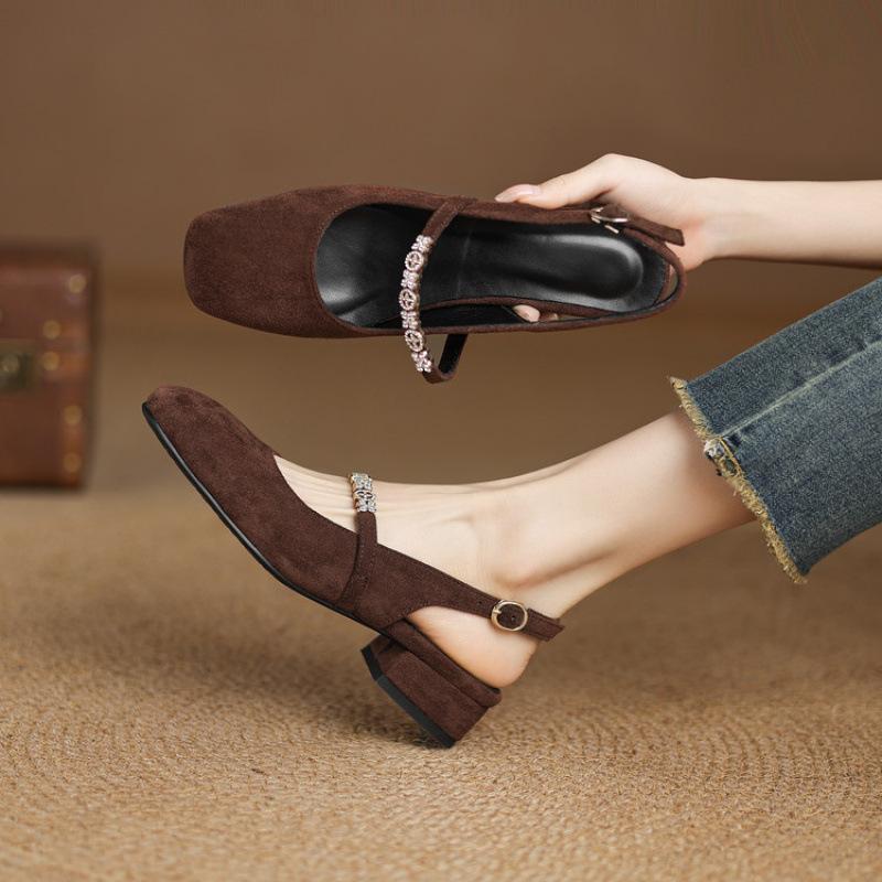 New Summer Casual Flat Sandals Women's Comfortable Rubber Sole Large Size Shoes Rear Empty Sandals Square Head Buckle Sandals Women