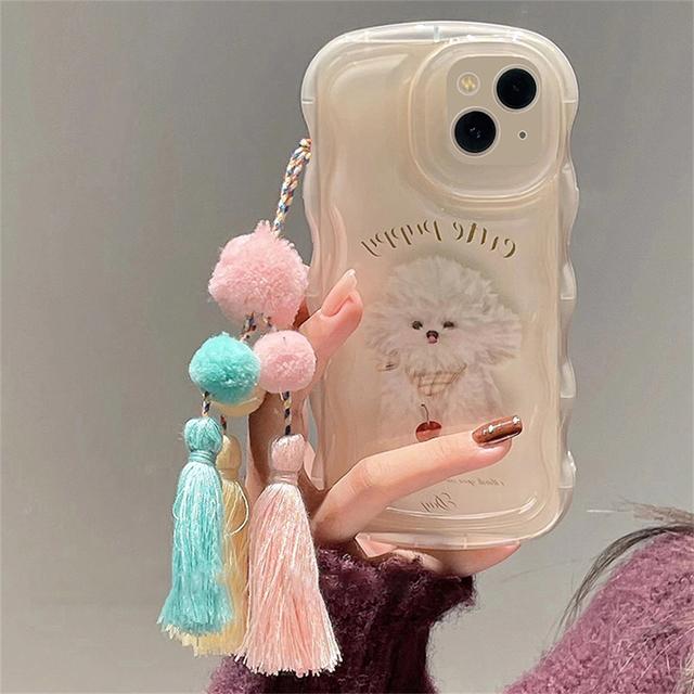 

Ins милый мультяшный пудель, плюшевый чехол с подвеской и кисточками для телефона Iphone 14 13 12 11 Pro Max Wave Edge, противоударный мягкий чехол, принципиально For iPhone 13