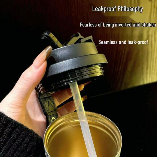 316 Titanium-Plated Antibacterial Thermos with Straw - Portable, Durable, and Stylish