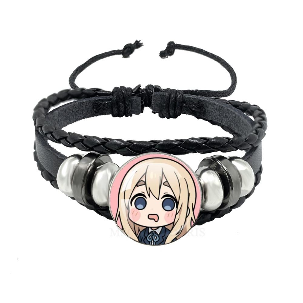 Anime K-ON Leather Bracelets Hirasawa Yui Akiyama Mio Tainaka Ritsu Multilayer Braided Black Bracelet Bangles Jewelry Gift