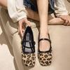 Fashion Fashion New Design Women's Flats Square Toe Leopard Print Casual Shoes Breathable Slip-on Outdoor Ladies Mary Jane Shoes Zapatos