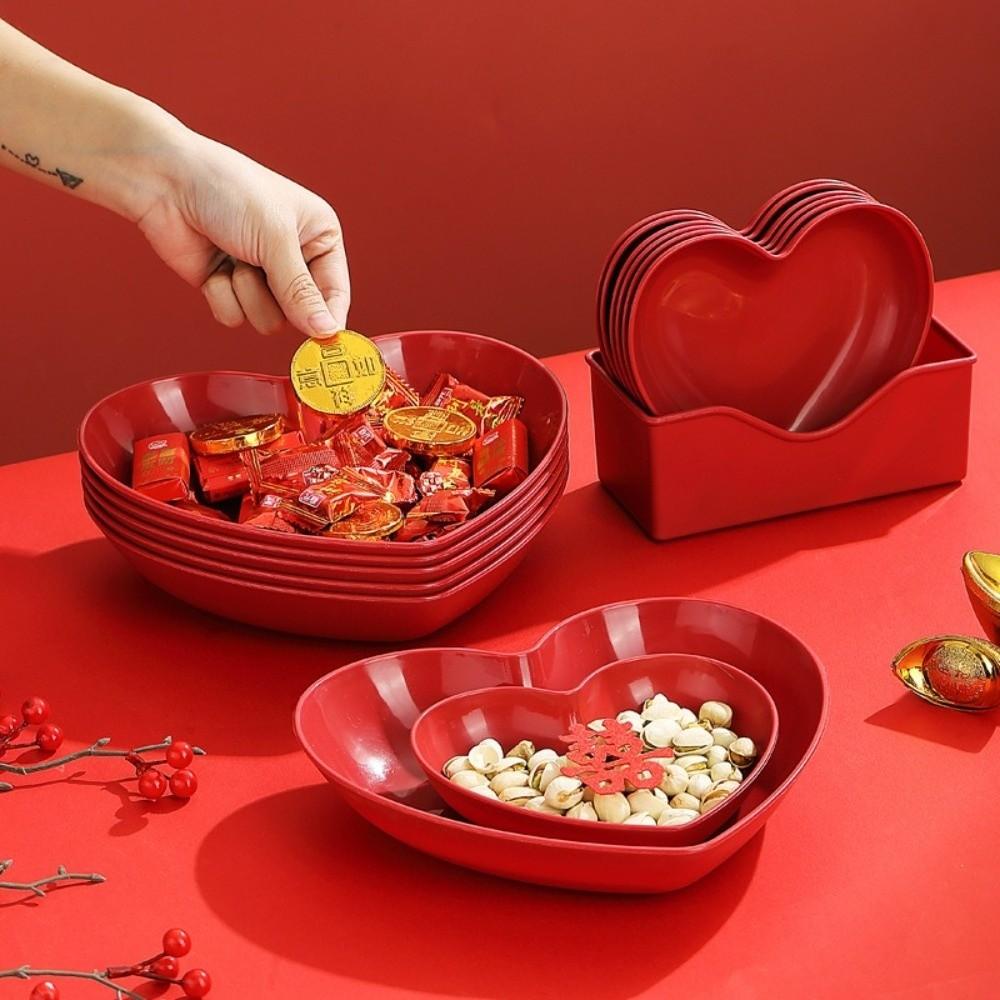 5/10Pcs Love Heart-Shaped Snack Candy Tray Small Dinner Plate Set Household Serving Plate