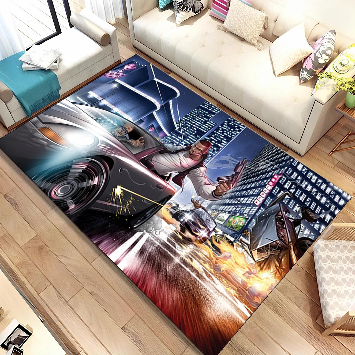 

Grand Theft Auto GTA Game Gamer Area Rug,Carpet Rug for Home Living Room Bedroom Sofa Doormat Decor,Kids play Non-slip Floor Mat 40x60cm(15x23in)