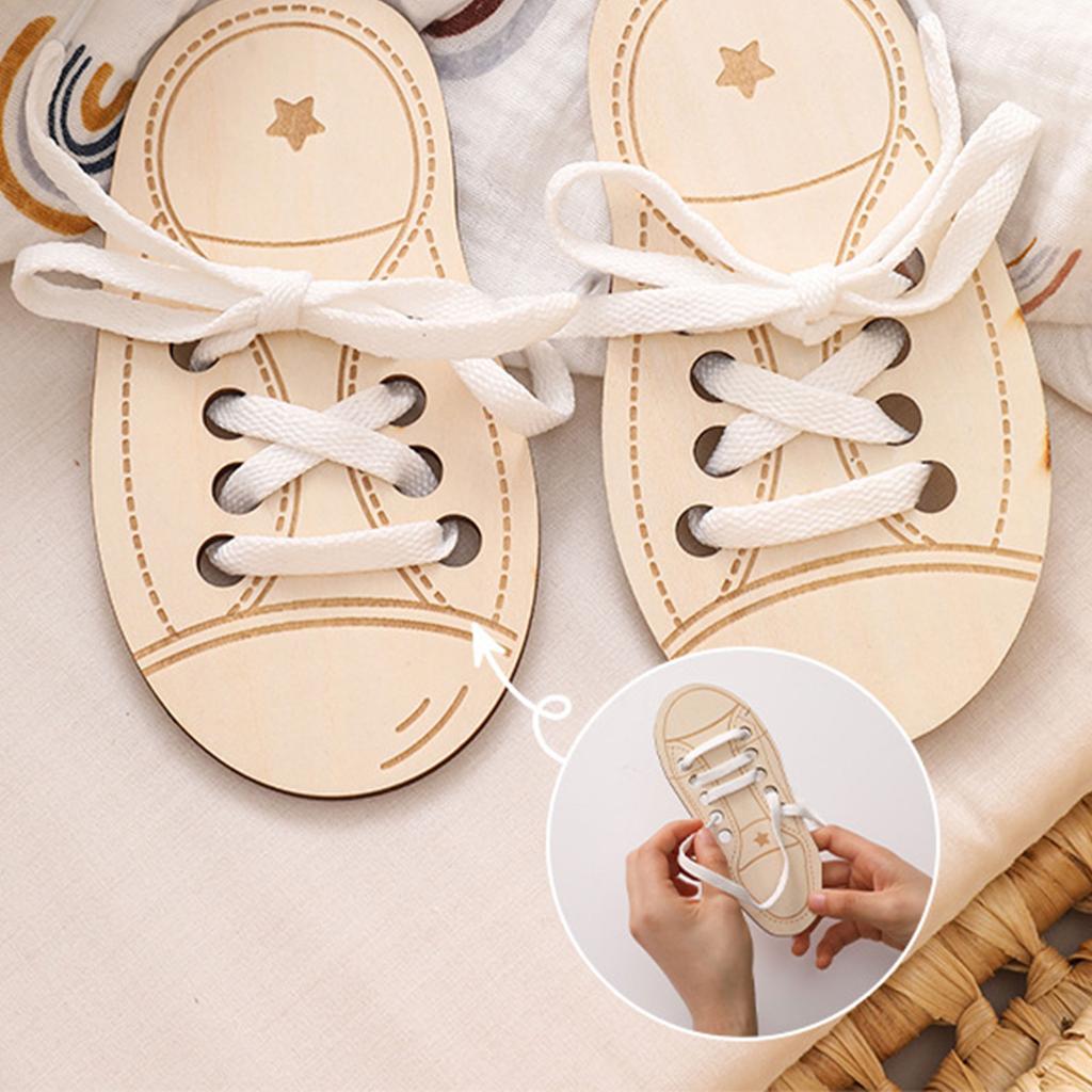 Shoelaces Shoe Tying Toy Puzzle Improve Intelligence Game Toy Wooden Threading Game Children Shoe Tying Toy