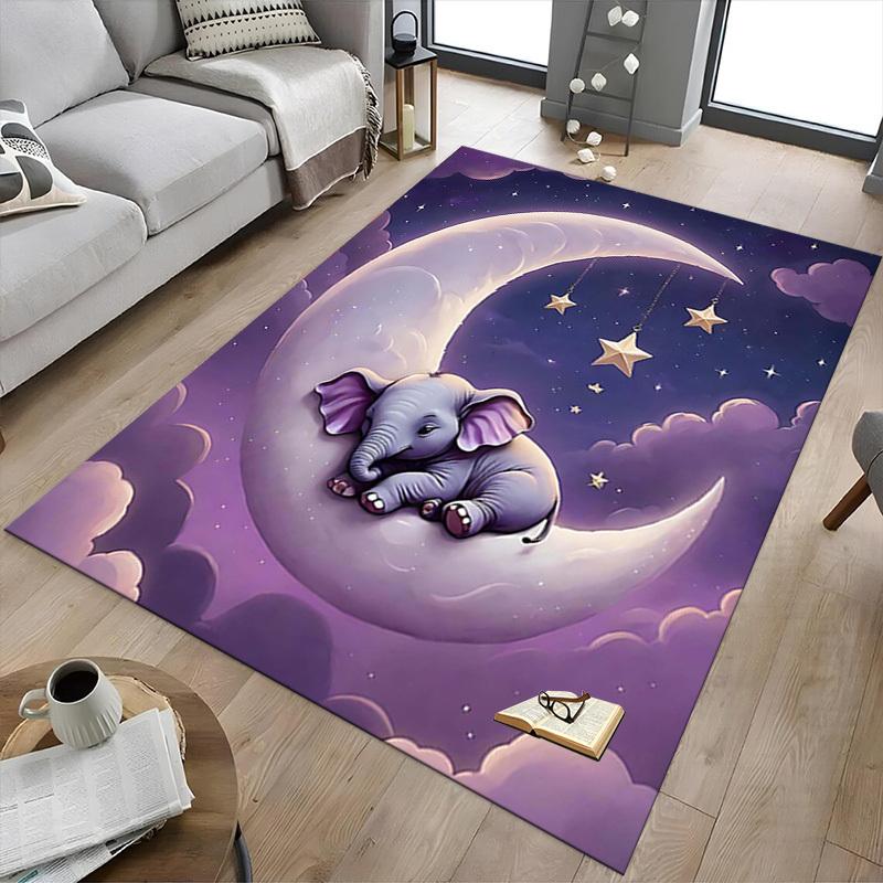 1PC Elephant Moon Anti-slip Carpet, Suitable for Office, Bedroomand Playrooms. It Can Also Be Used As a Sofa Footrest cover-R80