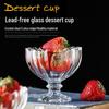 European Stripe Tall Stem Glass Dessert Bowl for Ice Cream, Yogurt, Pudding, and Fruit