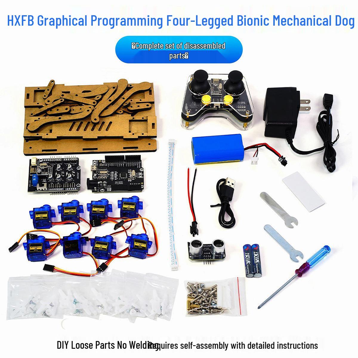 Bionic Robot Dog Kit: DIY Mechanical Pet with Open Source Graphical Programming Four-legged Mechanical Dog Bionic Robot DIY Kit