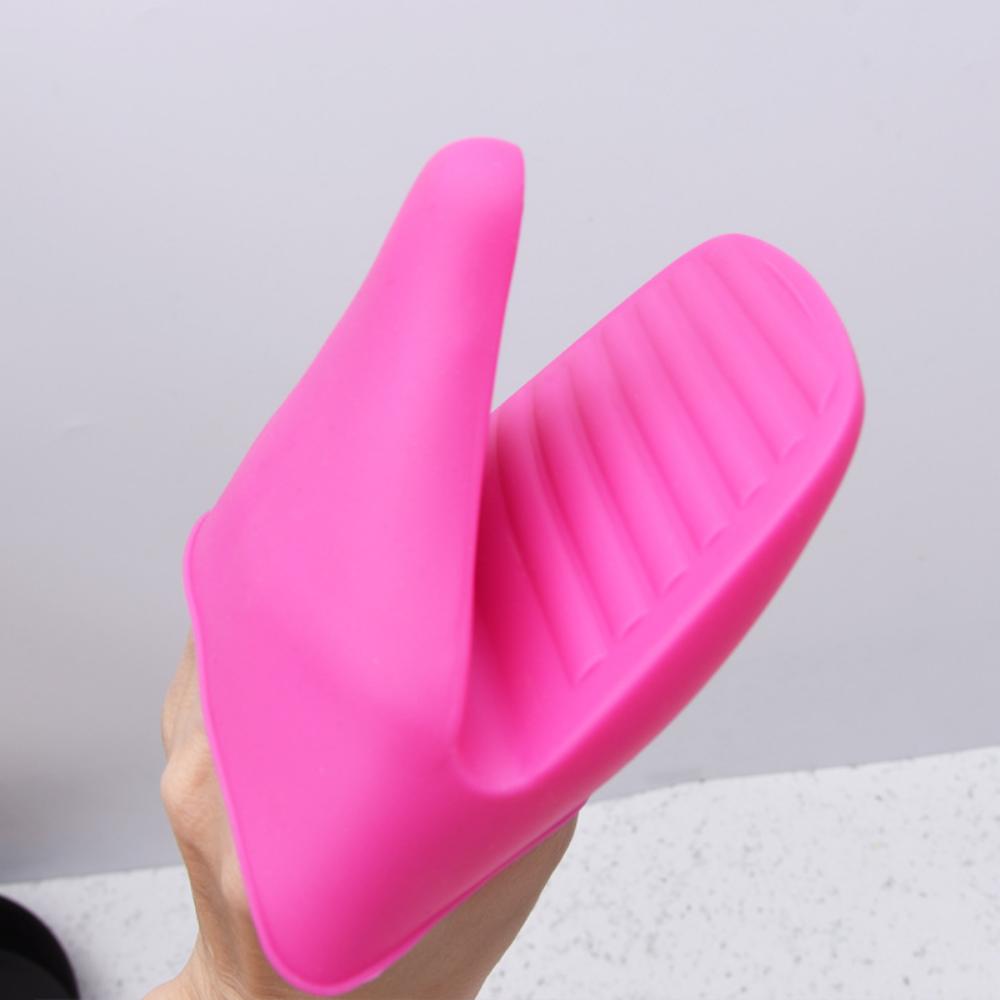 

Нескользящий утолщенный противогорячий чехол для рук, духовка для выпечки, микроволновая печь, силиконовый зажим для рук, кухонный, устойчивый к высоким температурам зажим для посуды розовый