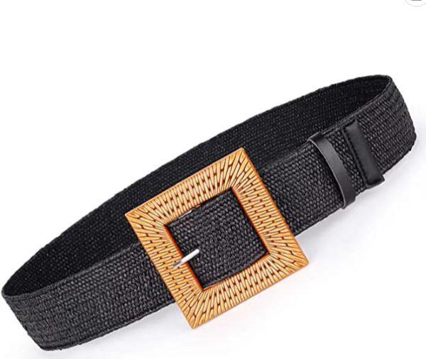 Cotton And Linen Wind Pp Grass Woven Belt Women'S Round Square Buckle Dress Long Shirt Decorative Belt