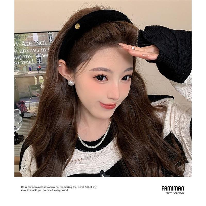 Red Velvet Wide Headband Women High Cranial Top Hair Hoop Elegant Versatile Outdoor Pressure Hair Band Autumn Winter Fashion Hair Accessories