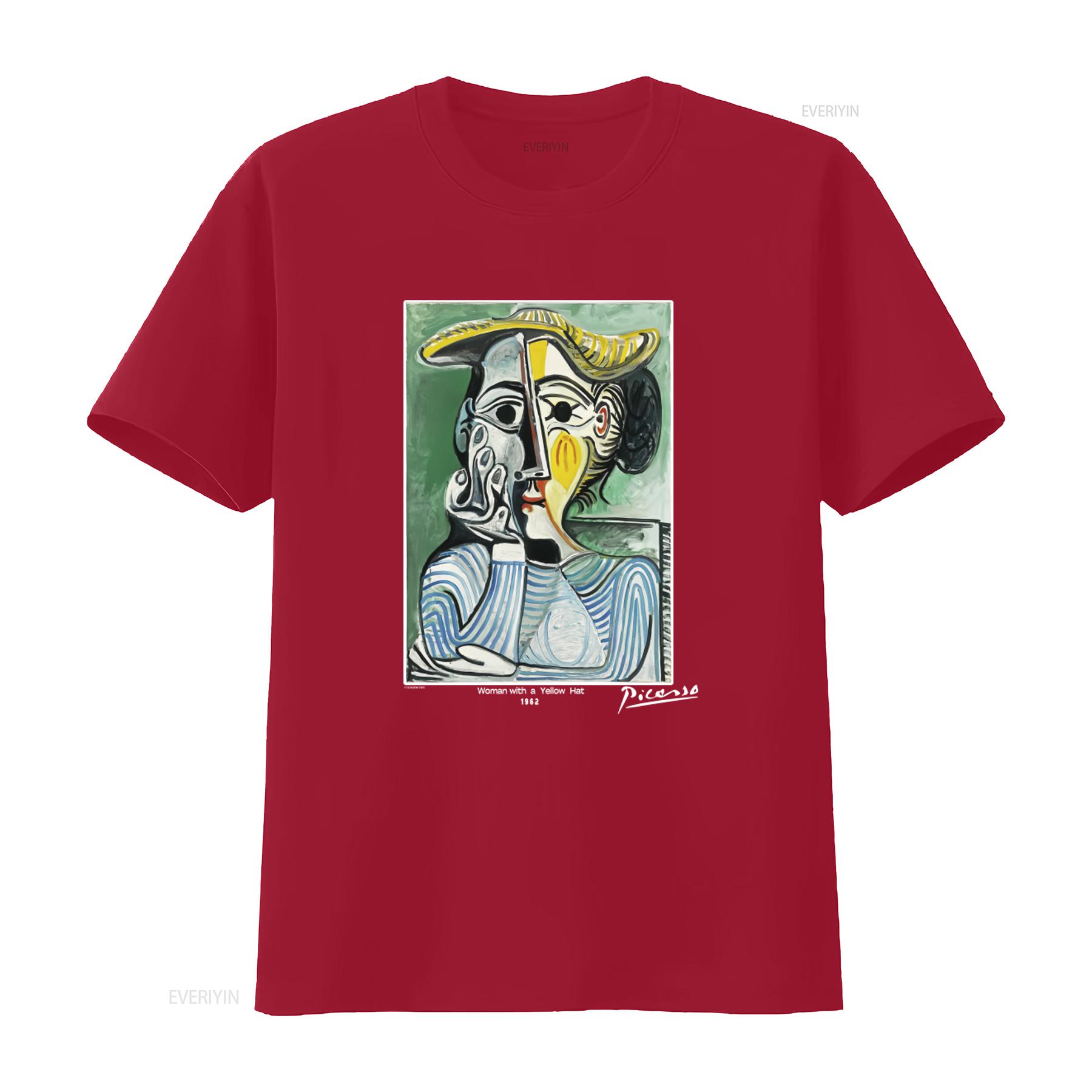Vintage 1995 XL Picasso Art T Shirt Woman with a Yellow Hat Print Unique Design for Lovers vintage Washed Unisex Comfortable S