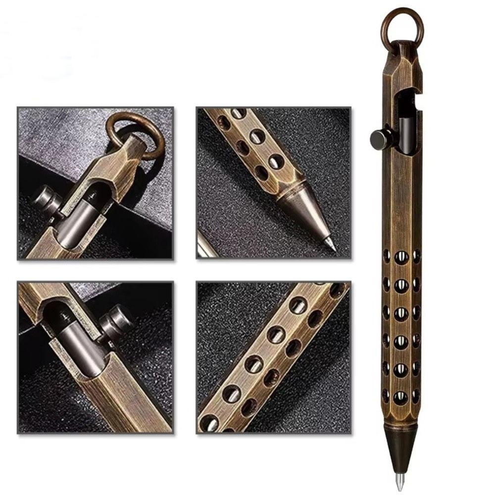 High Quality Portable Brass Pen Medium Point 1.0mm Retro Signature Pen Smooth Writing Bolt Action Ballpoint Pen