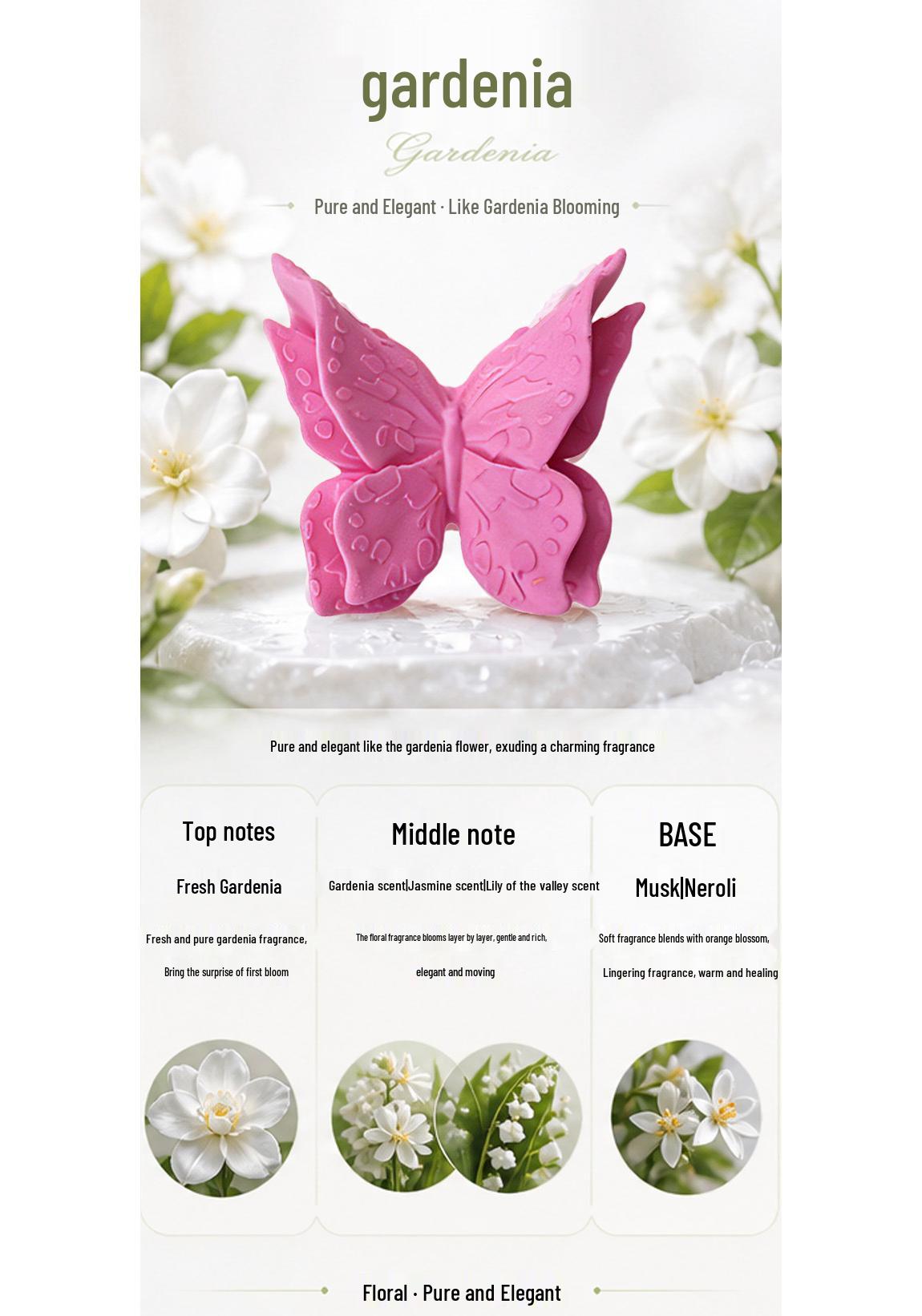 Creative Butterfly Car Vent Aroma Diffuser - Stone Ornament & Deodorizer with Color Printing 60g