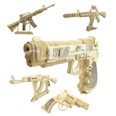 Montagem de madeira arma quebra-cabeça modelo pistola rifle ak47 3d brinquedo arma modelo não pode atirar brinquedos educativos para crianças adultos meninos presentes