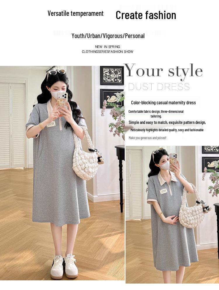 Schickes Patchwork-Umstandskleid in Übergröße: Schlankmachendes und stilvolles T-Shirt-Kleid für einen jugendlichen Look