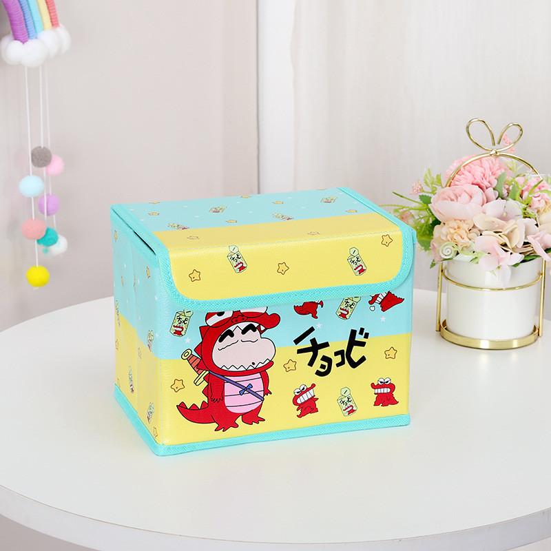 Cute Pajamas Crayon Shin Chan Shiro Striped Pattern Foldable Flip Storage Box For Office And Bedroom Storage