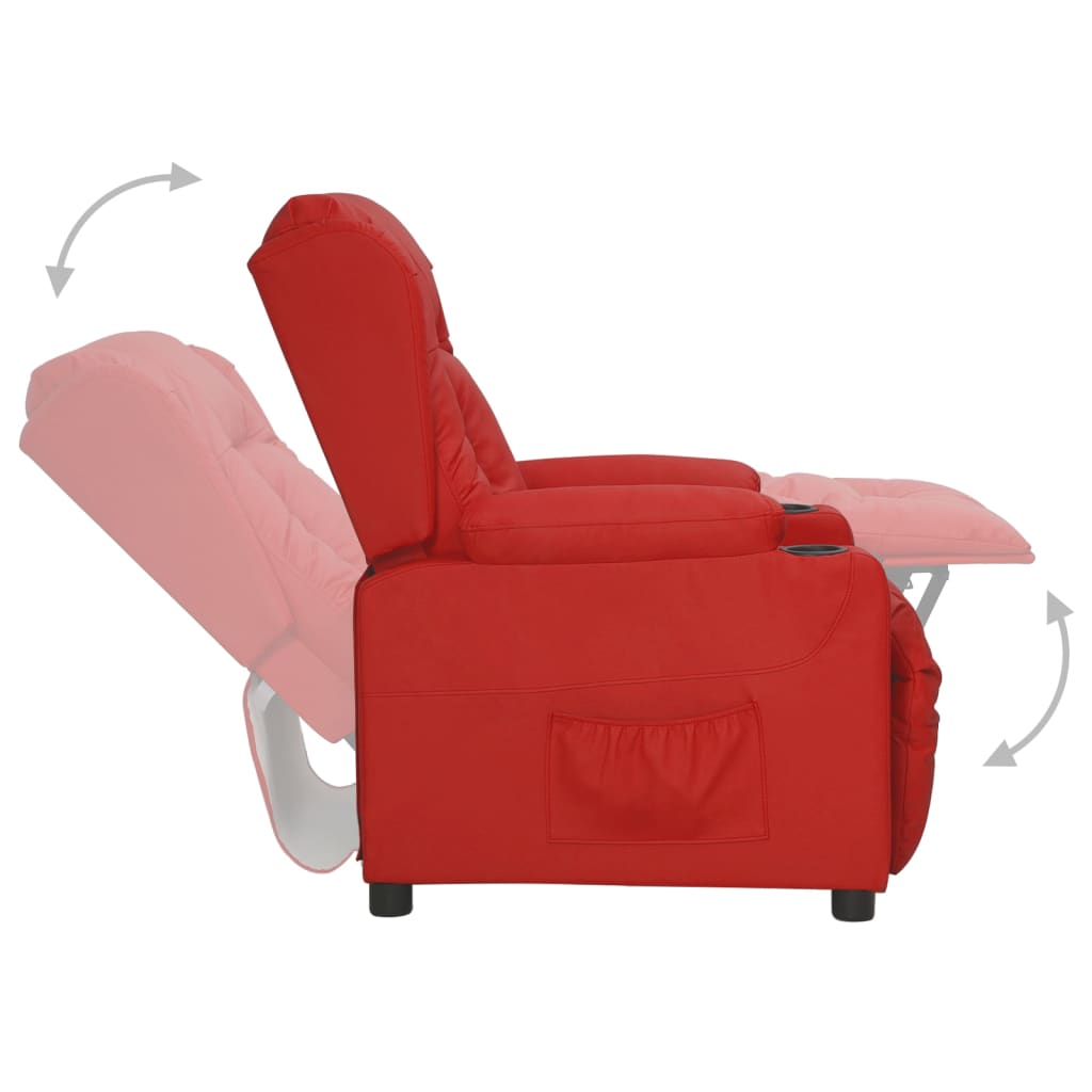 Recliner Chair Burgundy Synthetic Leather