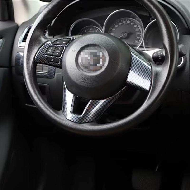 Car Styling Steering Wheel Button Frame Panel Cover Trim Moldings  ABS Stickers  For Mazda  CX-5 2013-2014
