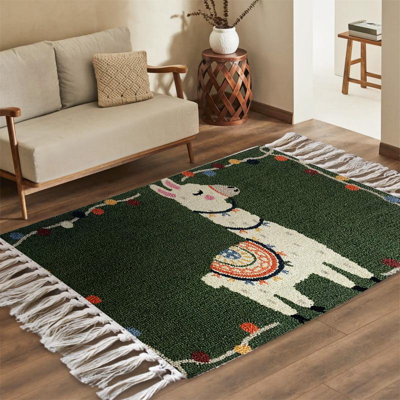Retro Persian Cotton Linen Rugs with Tassels for Living Room Bedroom Carpet Floor Mats Bedside Area Rugs Entramce Doormats