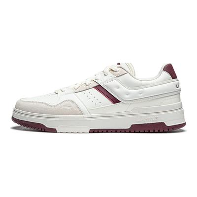 Li Ning Tian Ji 2.0 Casual Versatile Thick Sole Height Increasing Non-Slip Wear-Resistant Skate Shoes Women Sneakers White Red AGCU192-2