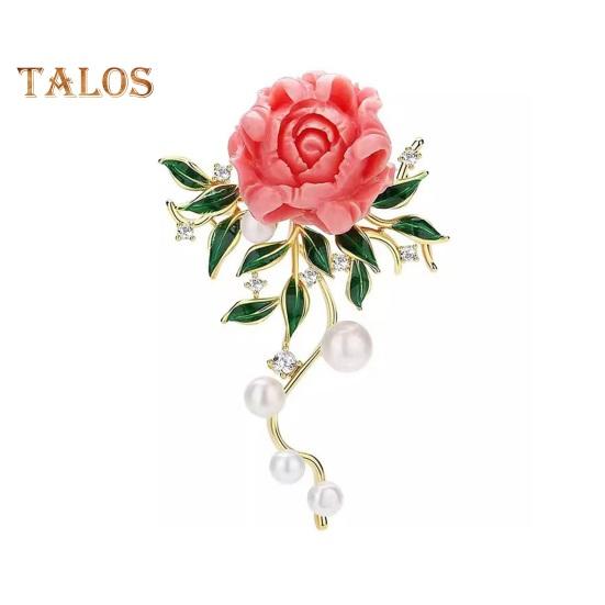

Женская брошь в форме пиона со стразами и искусственным жемчугом, декоративная противоскользящая износостойкая прищепка для воротника пальто, шляпы, шарфа, украшения для одежды, выпускного бала, одежды розовый