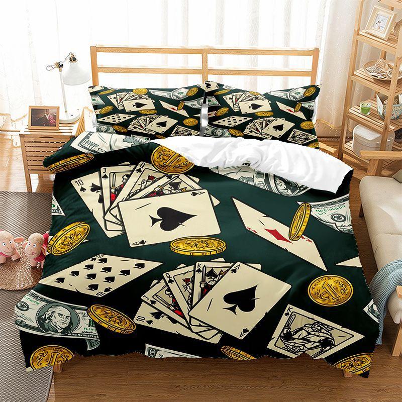 Playing Card Duvet Cover King Queen Size for Boys Girls Kids Couple Lover Bedding Set Microfiber Comforter Cover With Pillowcase