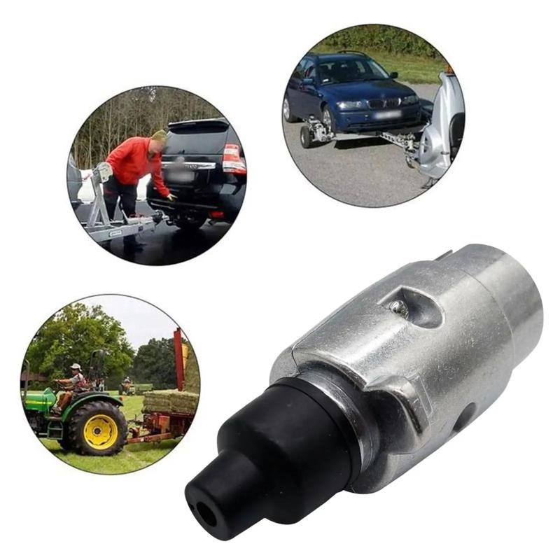 Spina Robusta a 7 Pin in Lega di Alluminio Connettore 12V per Elettricità Rimorchio Camion Traino Spina UE Sostituzione Professionale per Camion