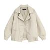 Womens Oversized PU Leather Motorcycle Jacket Loose Fit Vintage Style Cycling Outerwear