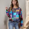 Women's Casual Shirts Long Sleeve Tops Button Up V Neck Loose Knit Fall Favorites For Women