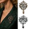 Durable Alloy Jewelry Retro Hollow Brooch for Women, Lapel Pin with Sparkling Women Accessory Rhinestones, Daily Wear Wedding Parties Oxidation