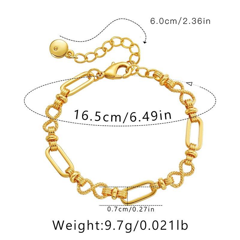 Minimalist Ins Style Hollow Chain 18k Gold Plated Adjustable Women Bracelet