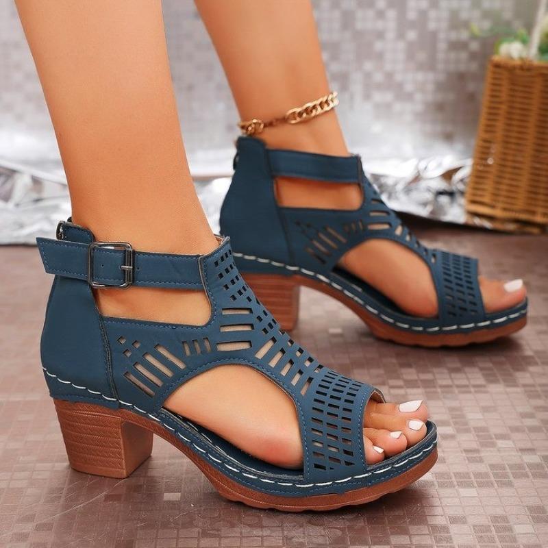 Sandales Romaines à Boucle Grande Taille pour Femmes, Talons Compensés Printemps Été, Chaussures de Mode Décontractées