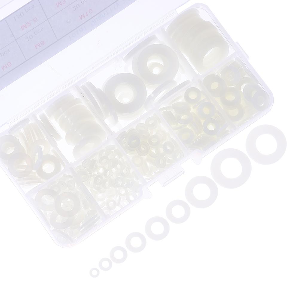 780Pcs White Nylon Washers Round Flat Washers Assortment Kit Plastic Washers Spacers  Machinery