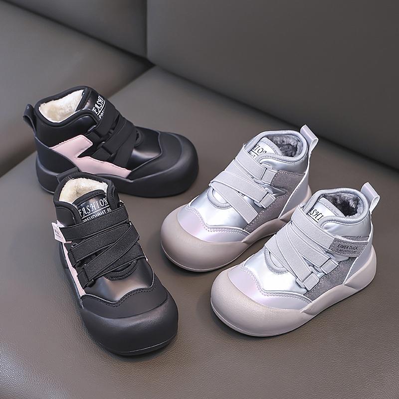 

Девочки зимние ботинки для мальчиков зимняя обувь черные ботильоны теплые меховые детские детские кроватки серебристые ботинки для школьников EU:33