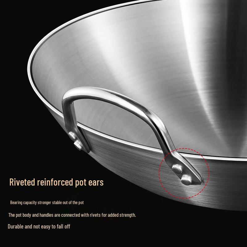 Naijiang Stainless Steel Double Handle Wok