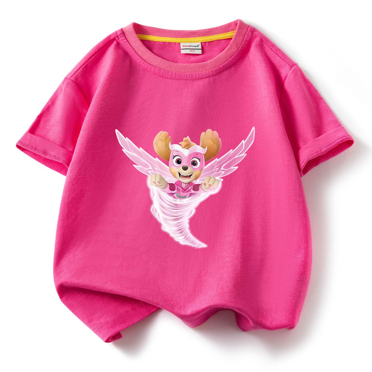 Girls Pure Cotton Short-Sleeve Summer T-Shirt - Fashionable & Breathable Round Neck Top 130 cm
