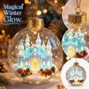 Clear Christmas Ball Ornament with Light Up 3D Ice, Christmas Tree Hanging Decoration for Holiday