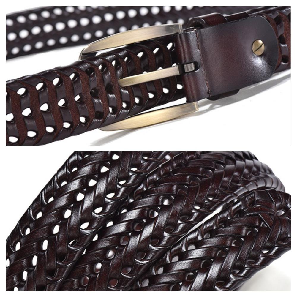 Adjustable Weave Belt Men 3.5cm Width Braided Waist Belt Fashion Woven Leather Belts  Male