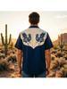 Printed Design – Not Textured Men's Short Sleeve Shirt, Western Vintage Casual Lapel Top