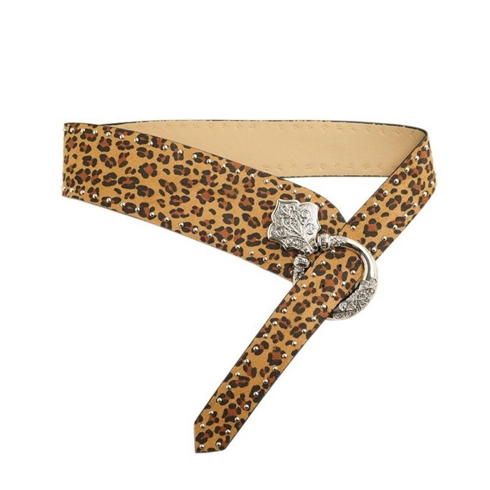 Retro Leopard Print Belt PU Leather Waist Belt High Quality Wide Belt Women A