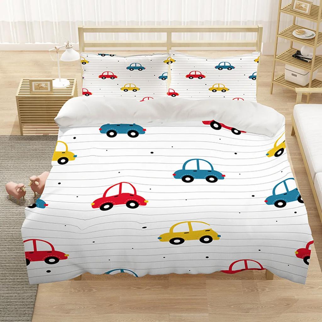 Carton Car Cover Toy Truck Bus Soft Duvet Cover Excavator Children Young Boys Young Girls Gifts Trafic Light Smal Animals Drive Bedrom Decor