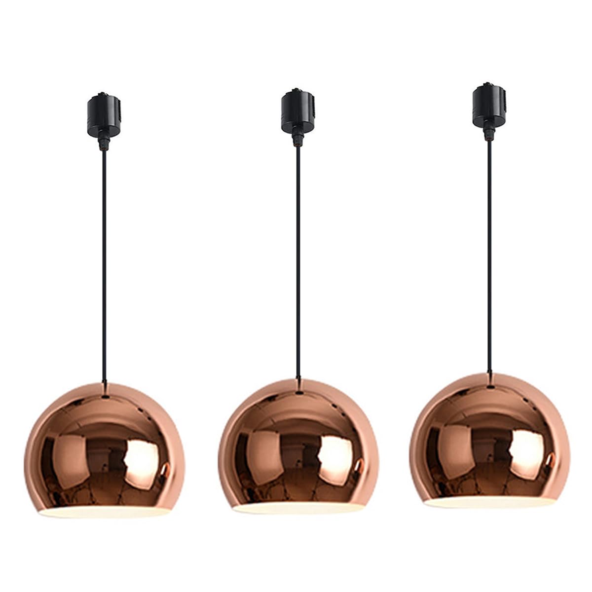 

JLOWCO 3-Light Glass Ball Pendant Light, Fits Duct Rails, Height Adjustable, LED Compatible, Scandinavian Style, Stylish Ceiling Lighting,