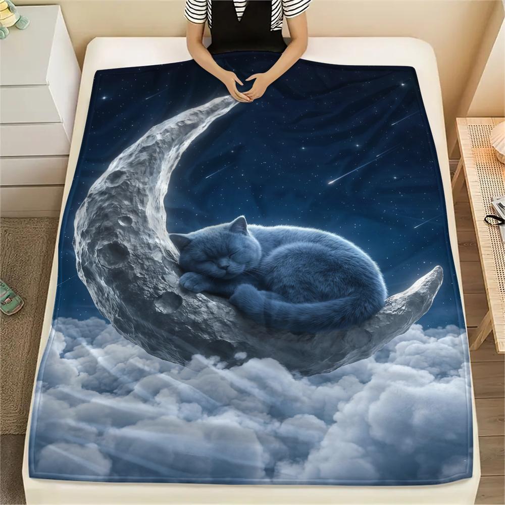 Sleeping clouds small animals Print Flannel Blanket,High quality Comfortable for All Seasons,Home Decor,Warmth and Comfort,Perfect for Christmas Gifts