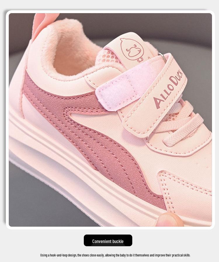 Kids' High-Top White Sneakers: Boys' Sports Shoes and Girls' Skate Shoes with Velvet Lining