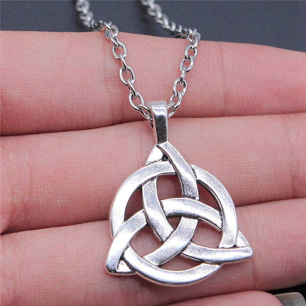Celtic Symbols Hexagrams Mystical Amulet Pendant Antique Bronze Metal Daughter Collar Necklace Handmade