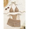 Nuovo Bikini Costume da Bagno Stile Europeo e Americano Donna Costume a Pezzi Separati Pantaloncini a Vita Alta Decorazione con Paillettes Stella Marina Vacanza Spiaggia Nuoto