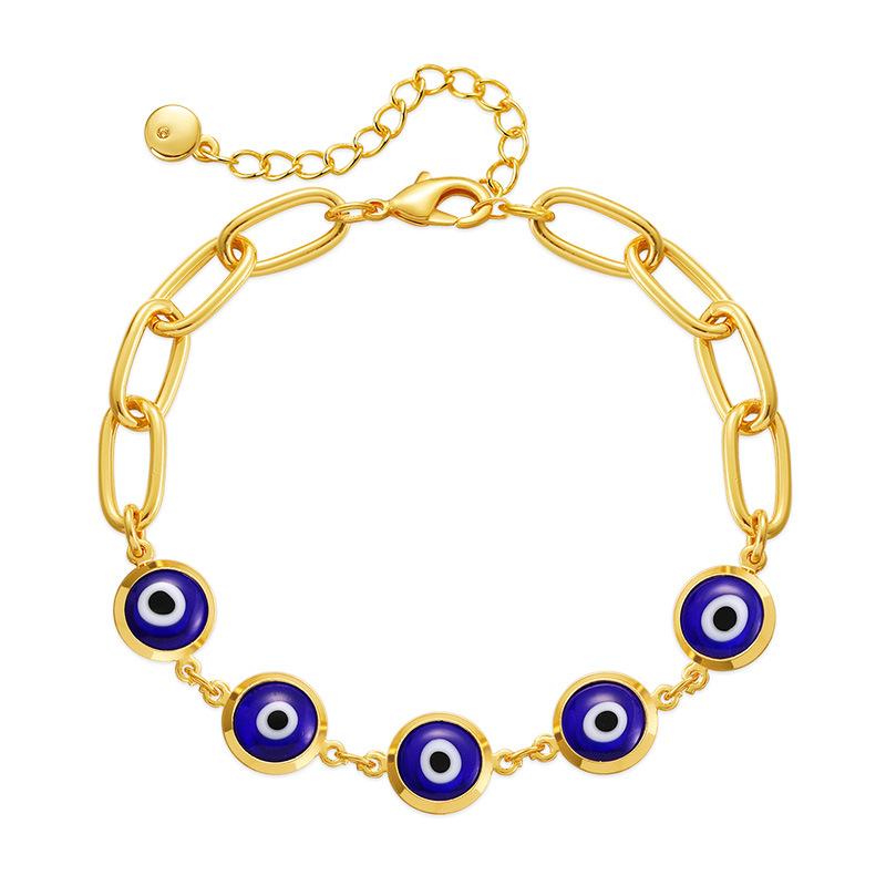 

Hot-selling Turkish eye blue eye bracelet bracelet long O chain plated 18K gold retro bracelet wholesale 18K