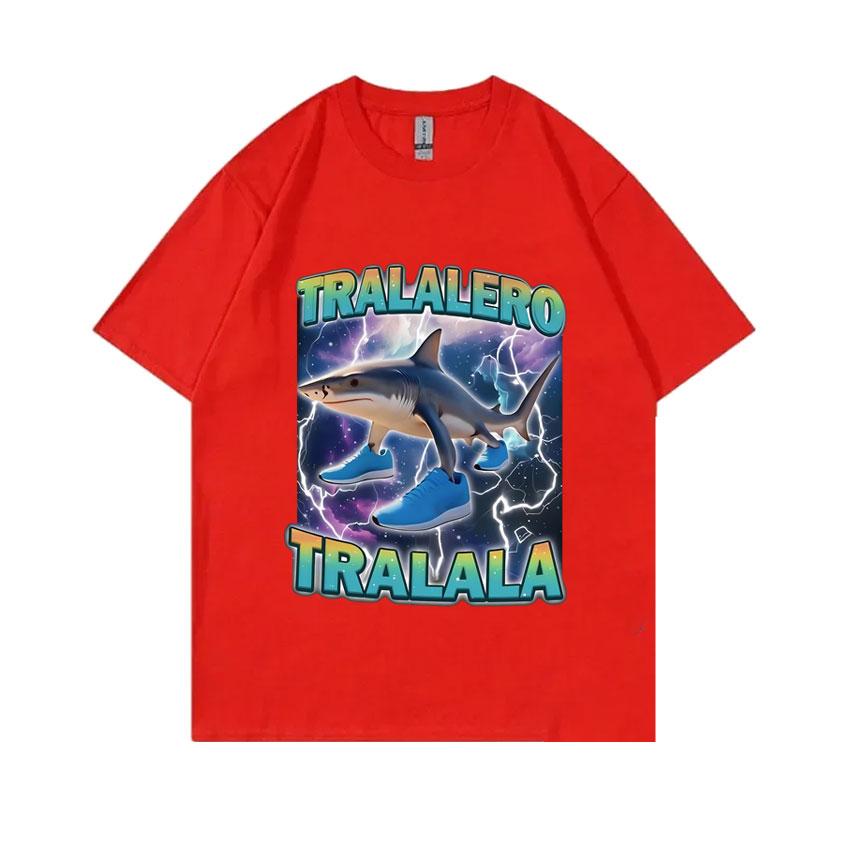 Tralalero Tralala Vtipné žraločí meme s botami Pánské ležérní bavlněné vintage tričko Stupidní humor Hilariózní memy pro vymývání mozku