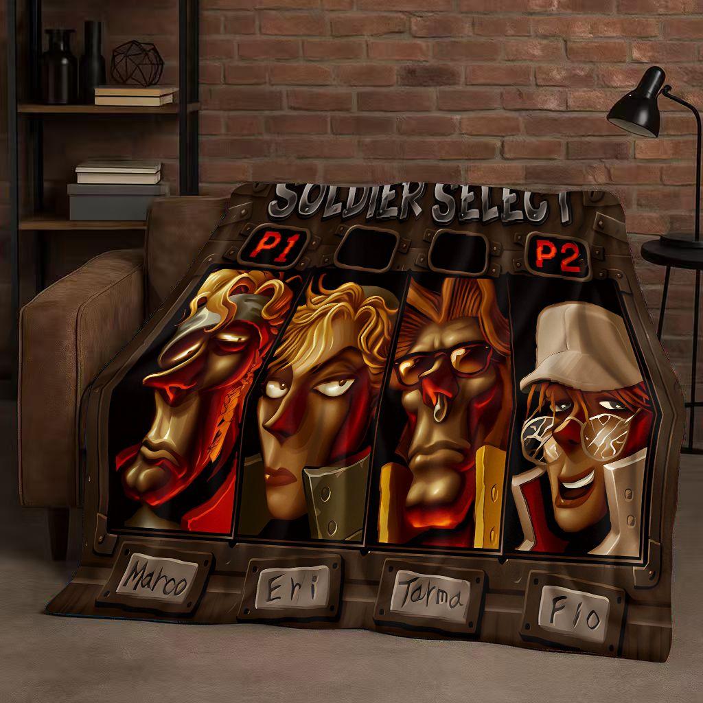 Classic Game Metal Slug Pixel Style Flannel Blanket,Ultra Soft Warm Plush Throw for Home Bedroom Bed Sofa Cover Office Travel